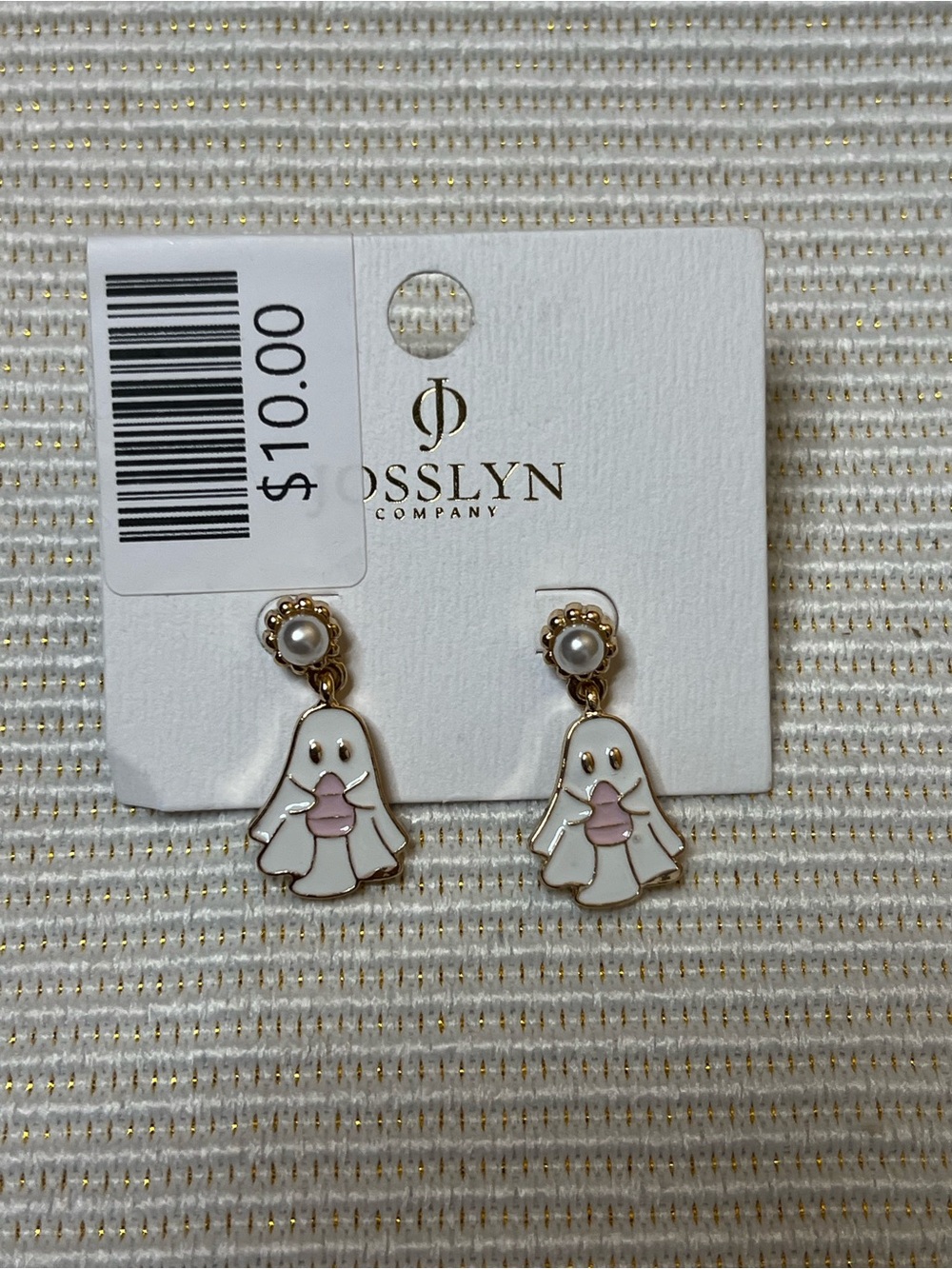 Rosslyn White & Pink Ghost Drop Earrings with Pearl Accent